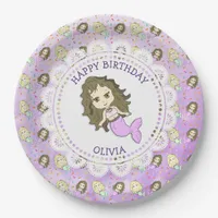 Personalized Purple Mermaid Birthday Plates