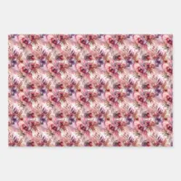 Pink & Purple Flower Alcohol Ink Small Print Wrapping Paper Sheets