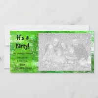 Green Crayon Scribbles Party Invitation Photo Card