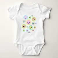 Happy faces in pastel - fun and cute  baby bodysuit