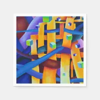 Abstract cubes purple paper napkins