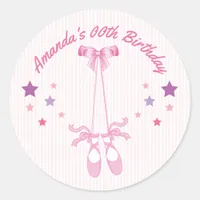 Pink Ballerina theme Birthday Party personalized Classic Round Sticker