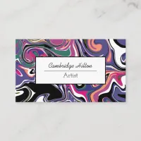 Colorful Swirls Abstract Fluid Art   Business Card