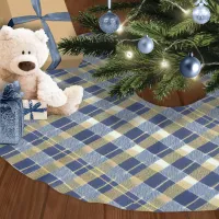 Blue Gold Christmas Pattern#7 ID1009 Brushed Polyester Tree Skirt