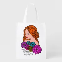 International Women's Day Auburn Hair Pretty Lady Grocery Bag