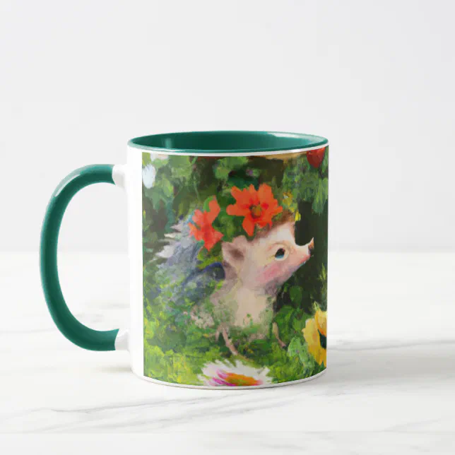 Whimsical Hedgehogs in an English Country Garden Mug