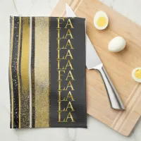 Black Gold Christmas Fa La La Pattern#27 ID1009 Kitchen Towel