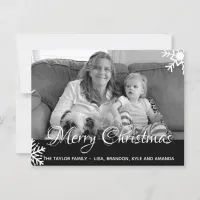 Black and White Photo Snowflakes Christmas Postcard