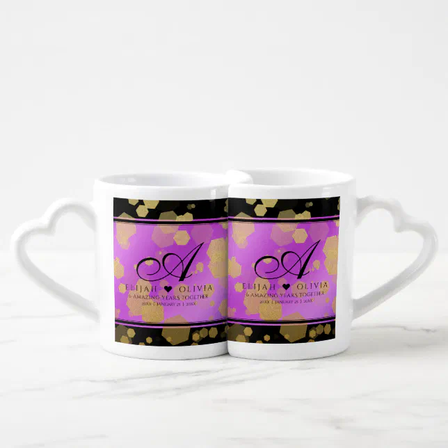 6th 33rd 47th 48th Amethyst Wedding Anniversary Coffee Mug Set