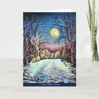 Silent Night Winter Full Moon Holiday Card