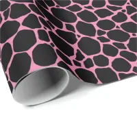 Black Pink Animal Print Pattern Wrapping Paper