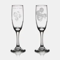 Flourished Timeless Romantic Exquisite Rose Champagne Flute