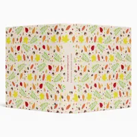 Cute fall pattern with colorful leaves and nuts 3 ring binder