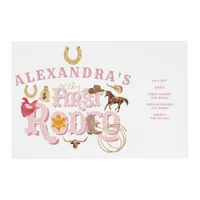 Pink Wild West First Rodeo Baby Girl 1st Birthday Placemat