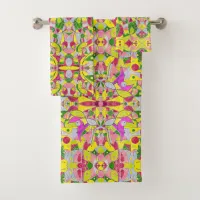 Abstract Colorful Fragmentary Patchwork Bath Towel Set