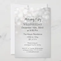 silver snowflakes and bokeh holiday party Invites