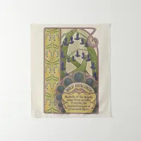 Vintage Style Bluebell Art with Green Pattern Back Tapestry