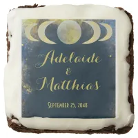 Elegant Moon Celestial Engagement:Blue & Gold Brownie