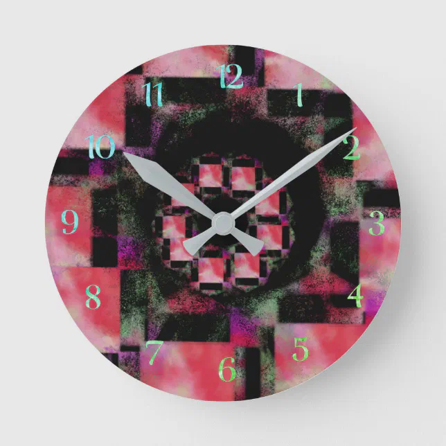 Horloge Ronde Couronne fleur géométrique Round Clock