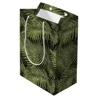 Sparkling Palm Leaves Pattern Green ID831 Medium Gift Bag
