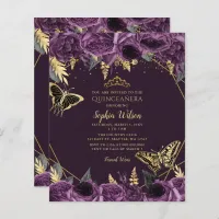 Budget Purple Butterfly Quincea&#241;era Invitation