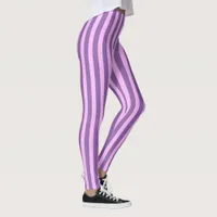 Pink and Orchid Purple Striped Pattern Leggings