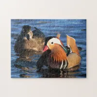 Beautiful Mandarin and Wood Ducks at the Pond Jigsaw Puzzle