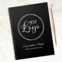 Minimalist Round Business Logo Promo Black Notebook