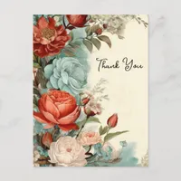 Pretty Roses Floral Thank You Postcard