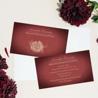 Elegant Simple Florist Dark Red Beige Professional Business Card