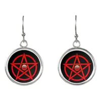 Red Pentagram Earrings