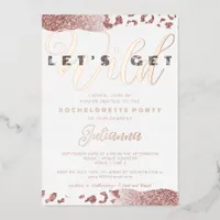 Pink Let's Get Wild Animal Print Bachelorette Bach Foil Invitation