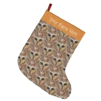 Cute Little Northern Saw Whet Owl Large Christmas Stocking