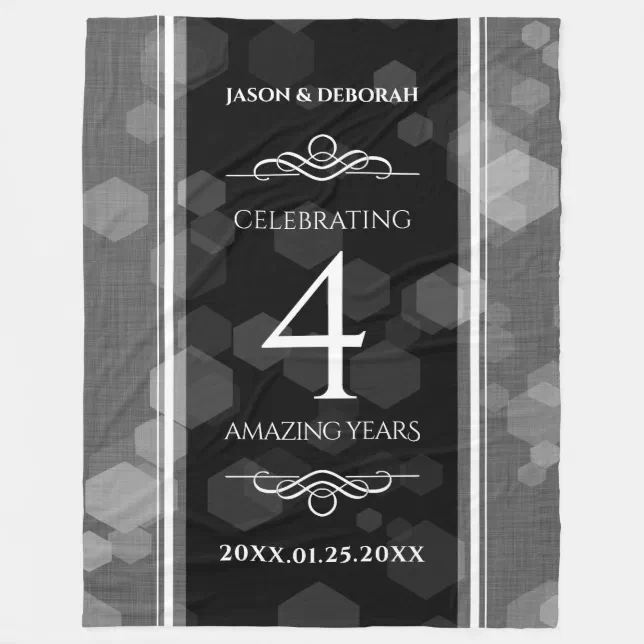 Elegant 4th Linen Wedding Anniversary Celebration Fleece Blanket