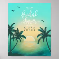 Tropical Isle Sunrise Bridal Shower Teal ID581 Poster