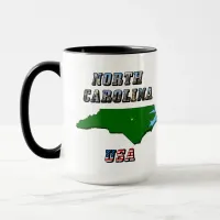 North Carolina Map and Text Mug