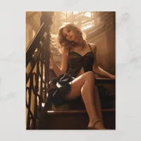 Sexy Blond on the Stairs Postcard