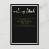 modern geometric black gold wedding enclosure card