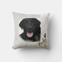 Personalized Black Labrador Dog Photo Image  Throw Pillow