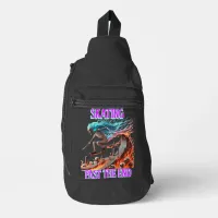 Fiery Skating Skeleton A Death-Defying Ride Sling Bag