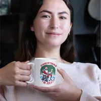 Festive Santa Relaxing With a Cold Brew Coffee Mug