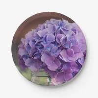 Rustic Purple Hydrangea in Mason Jar Photograph Paper Plates