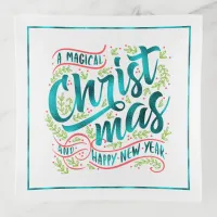 Magical Christmas Typography Teal ID441 Trinket Tray