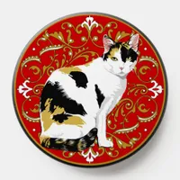 Calico Cat on Fancy Background PopSocket