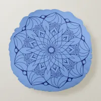 2 Tone Blue Mandala Round Throw Pillow For Couch