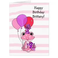 Jumbo Personalized Frog Themed Girl's Birthday Card