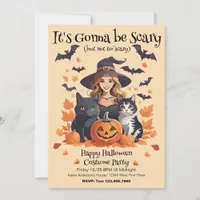 Witch Cats Bats & Pumpkins  Invitation