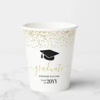 Graduate Gold Glitter Confetti Graduation Party Paper Cups