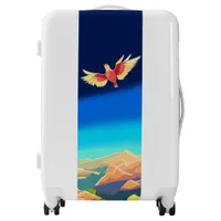 Colorful bird flying above the mountains luggage