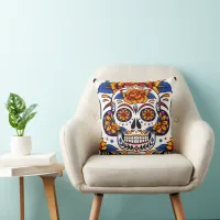 Sugar Skulls Holidays Pattern Square Throw Pillow